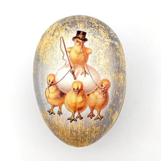 4-1/2" Chick's Egg Haul Paper Mache Easter Egg Container ~ Germany